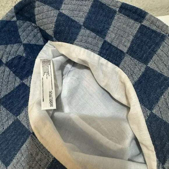 URBAN OUTFITTERS UO Checkered Bucket Hat Cotton UO-76 Label Blue Check Y2K - Picture 5 of 8